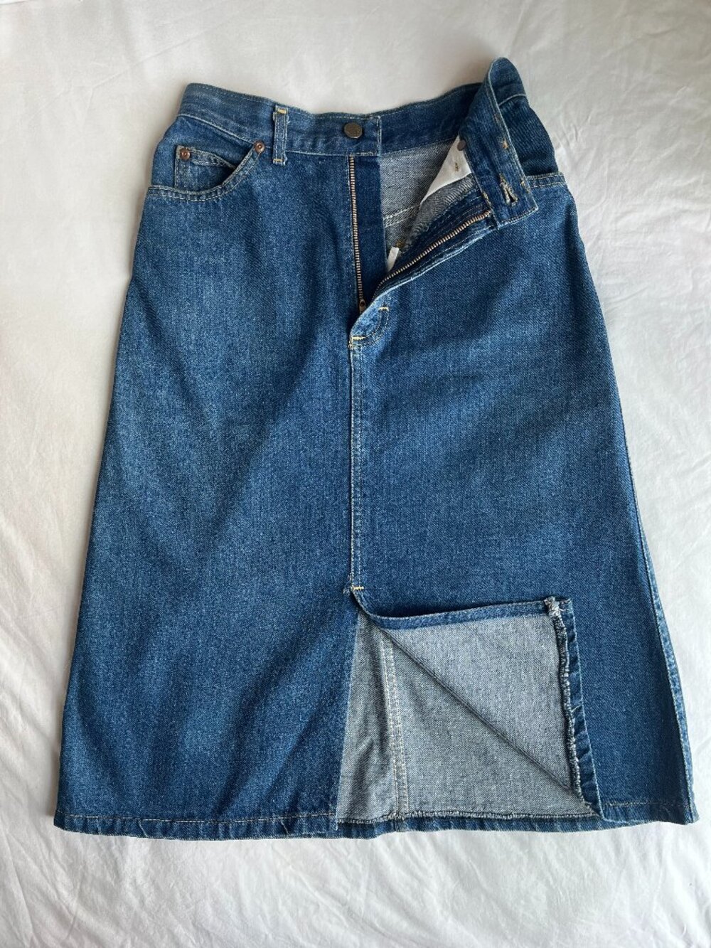 Lee Riders vintage demin pencil slit skirt || 5R jnr / 25 W || indigo blue
